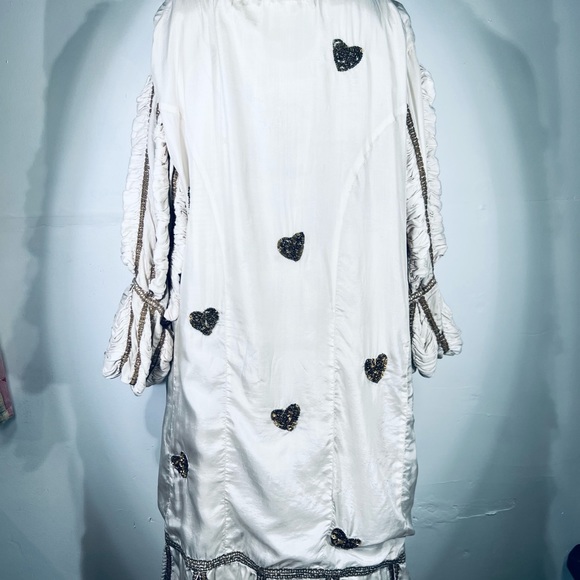 Magnolia Pearl Monique lined Silk Coat Applique Sequin Hearts. NWT O/S - Picture 3 of 12